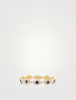 14K Gold Evil Eye Stacking Ring With Blue Sapphire And Diamonds