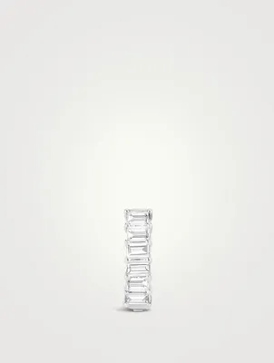 14K Gold Diamond Baguette Huggie Hoop Earring
