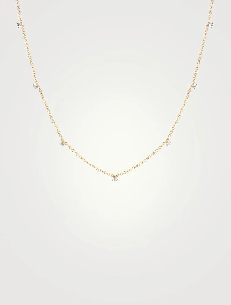 14K Gold Seven Diamond Necklace