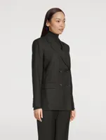 Double-Breasted Flannel Wool Blazer