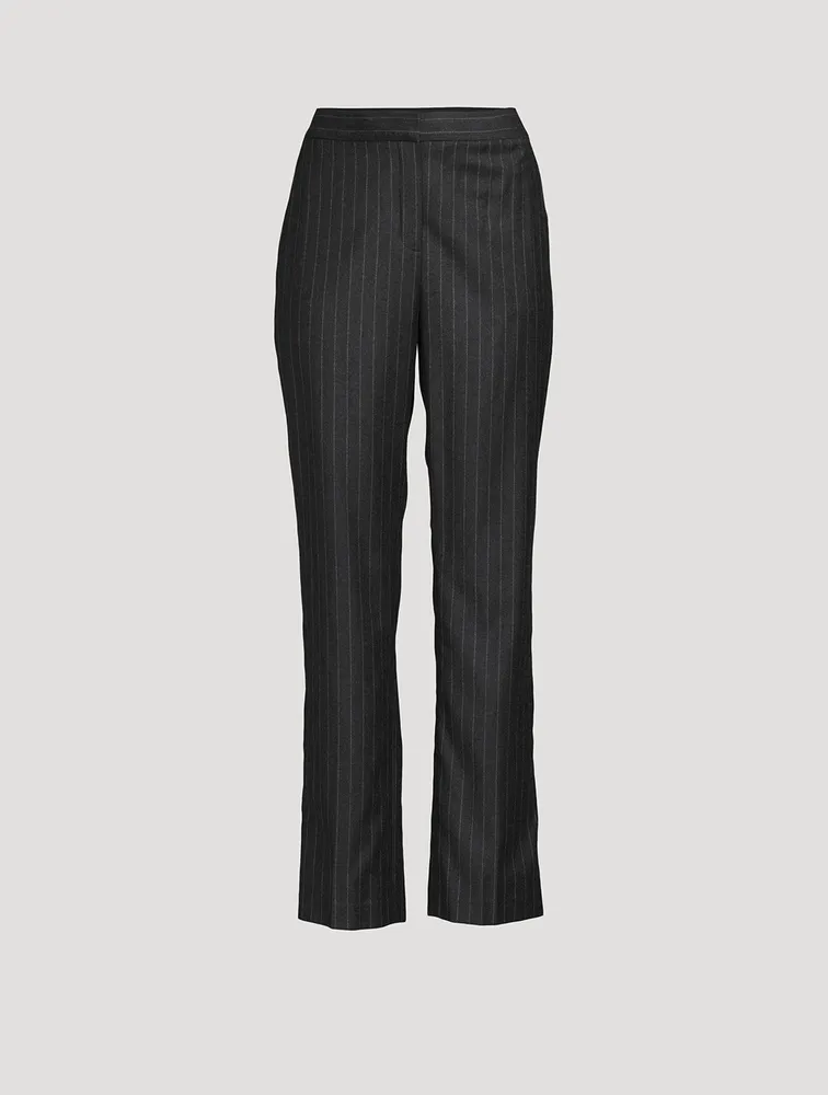 Straight-Leg Trousers Pinstripe Print