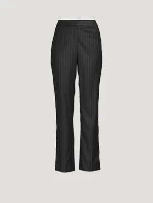 Straight-Leg Trousers Pinstripe Print