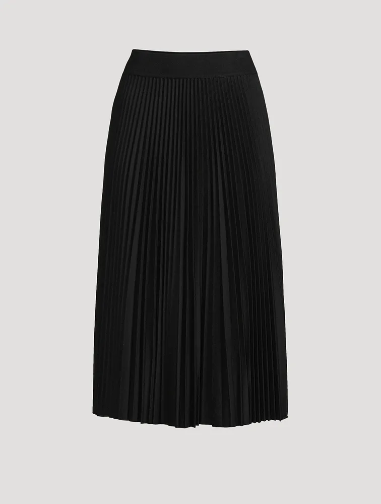 Pleated Flannel Midi Skirt