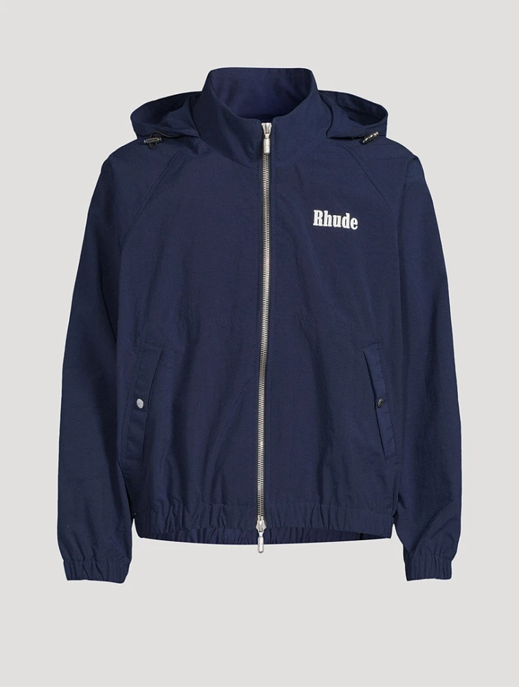 Nylon Hooded Track Jacket