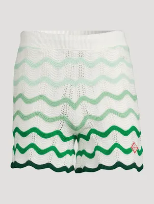 Wavy Gradient Crochet Shorts
