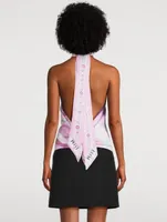 Printed Silk Twill Halter Top