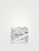 Thorn Embrace Bound Together 18K White Gold Big Band Ring With Diamonds