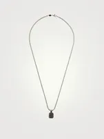 Stainless Steel Necklace with Black Square Pendant