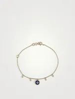 Gold Drop Evil Eye Gem Chain Bracelet