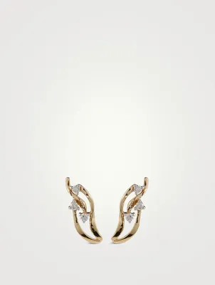 Symph Gold Stud Earrings With Gems