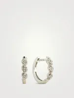 White Gold Cluster Hoop Earrings With Gems