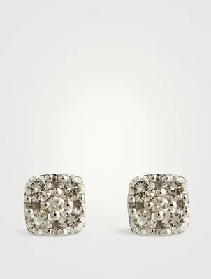 Petite Gold Quad Stud Earrings With Gems