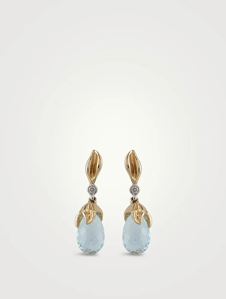 Gold Dewdrops Gem Drop Earrings