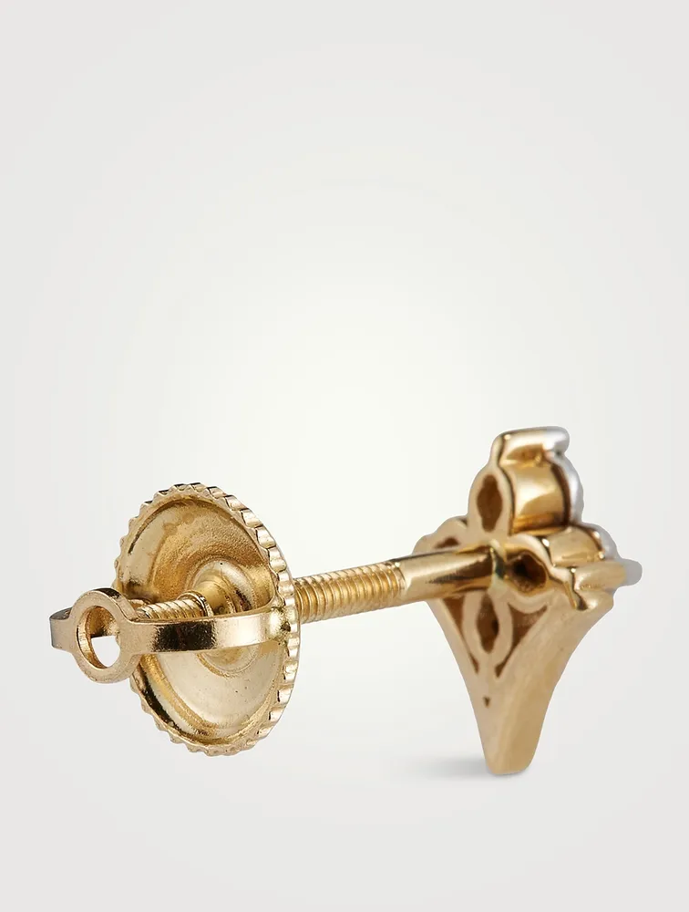 Gold Trinket Stud Earrings With Gems