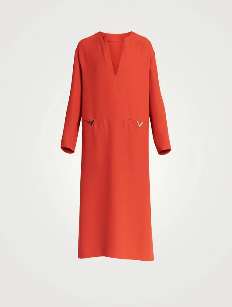 Silk Long-Sleeve Midi Dress