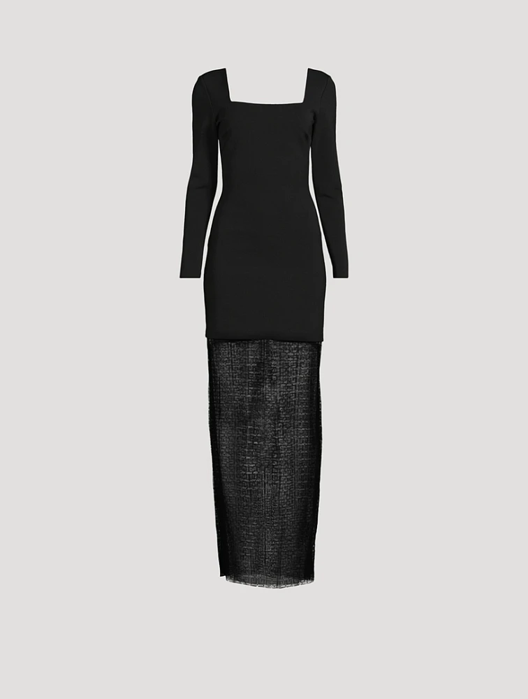 4G Embellished Lace And Jersey Maxi Dress