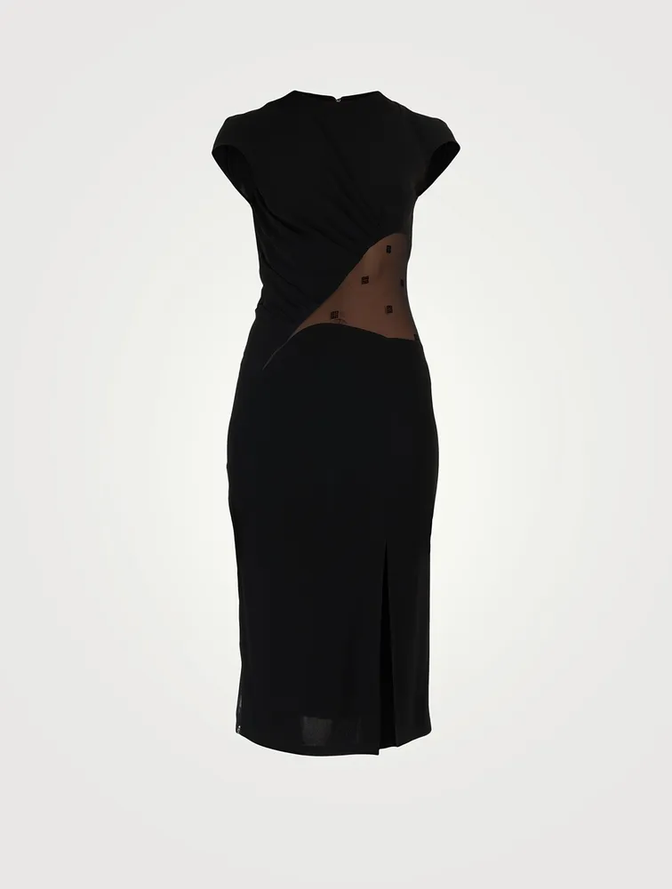 4G Jacquard Tulle Crepe Midi Dress