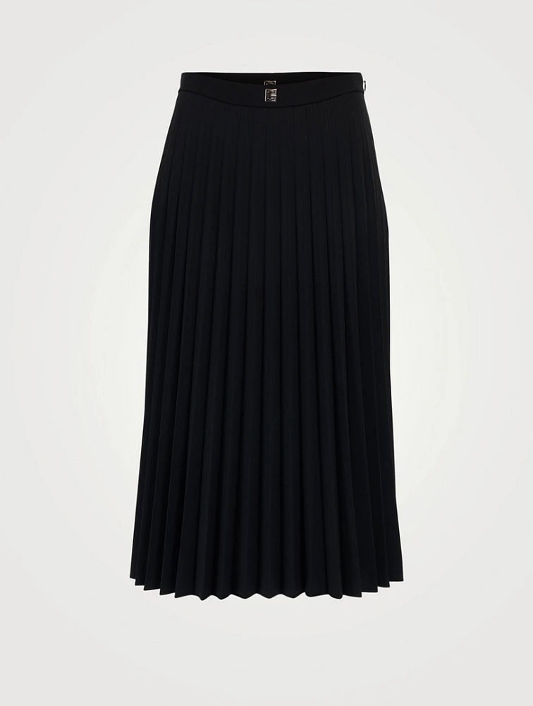 Wool-Blend Pleated Midi Skirt