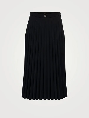 Wool-Blend Pleated Midi Skirt