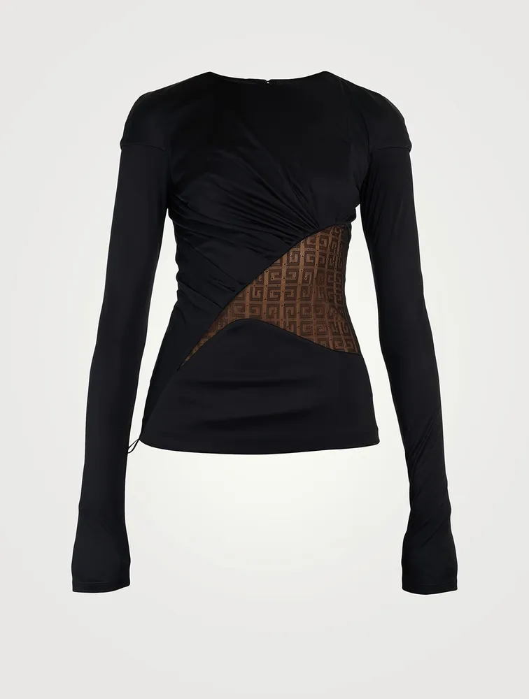 4G Lace And Jersey Draped Top