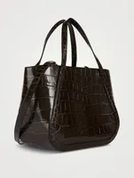 Small Greca Goddess Croc-Embossed Leather Tote Bag