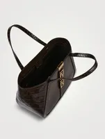 Small Greca Goddess Croc-Embossed Leather Tote Bag