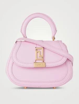 Mini Greca Goddess Leather Top Handle Bag