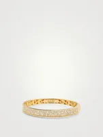 18K Gold Nameplate Bangle Bracelet With Pavé Diamonds