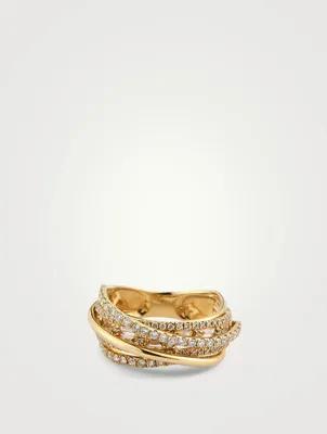 18K Gold Orbit Ring With Diamonds
