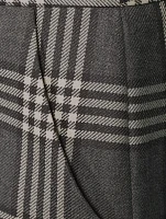 Wide-Leg Wool Trousers Plaid Print