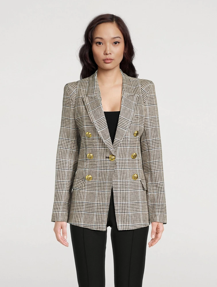 Not A Double-Breasted Pagoda Blazer Plaid Print