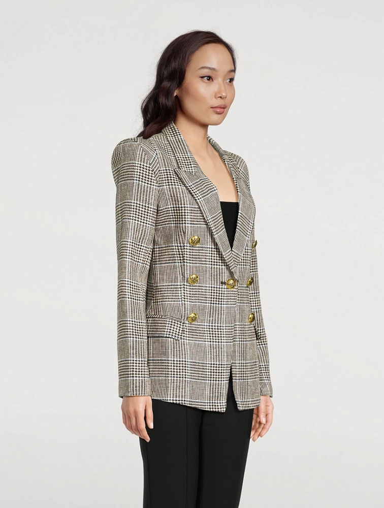 Not A Double-Breasted Pagoda Blazer Plaid Print