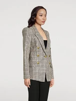 Not A Double-Breasted Pagoda Blazer Plaid Print