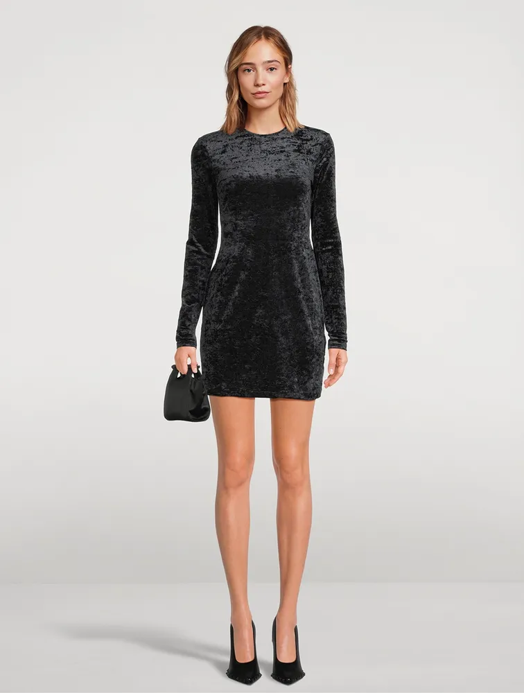 Long-Sleeve Velvet Mini Dress