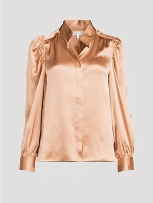 Gillian Puff-Sleeve Silk Blouse