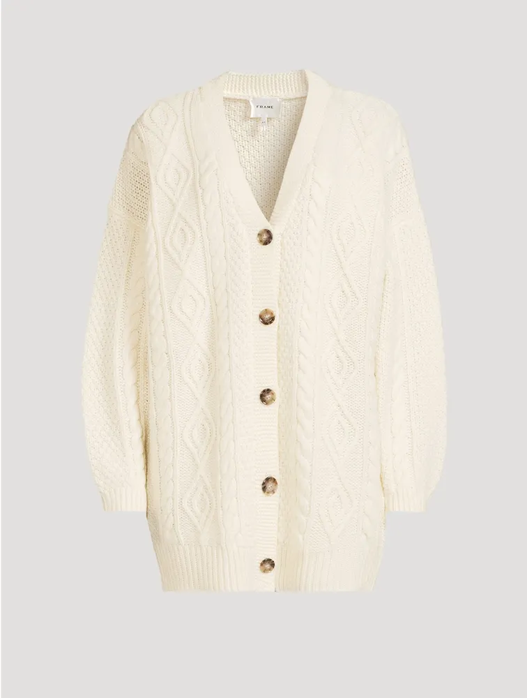 Oversized Cable-Knit Wool Cardigan