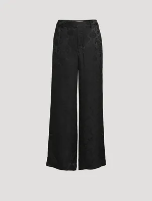 Frame x Ritz Paris Jacquard Silk Wide-Leg Trousers