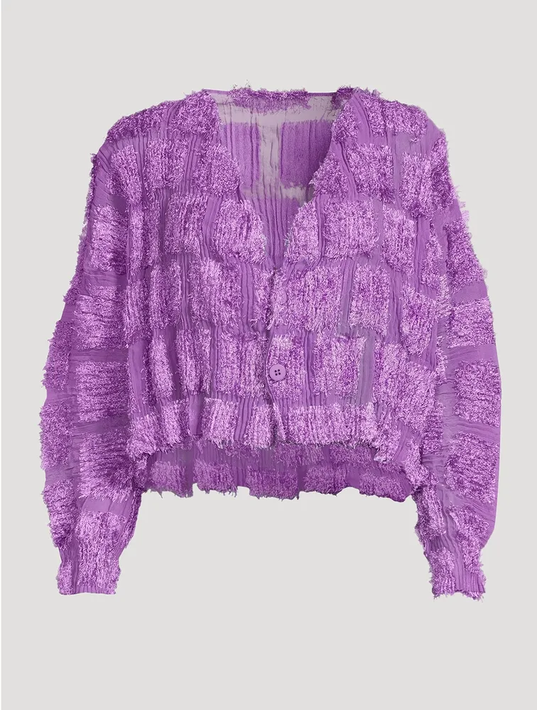 Fuzzy Pleats Cardigan
