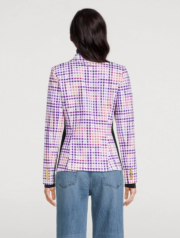 Tux Stripe Blazer Gingham Print