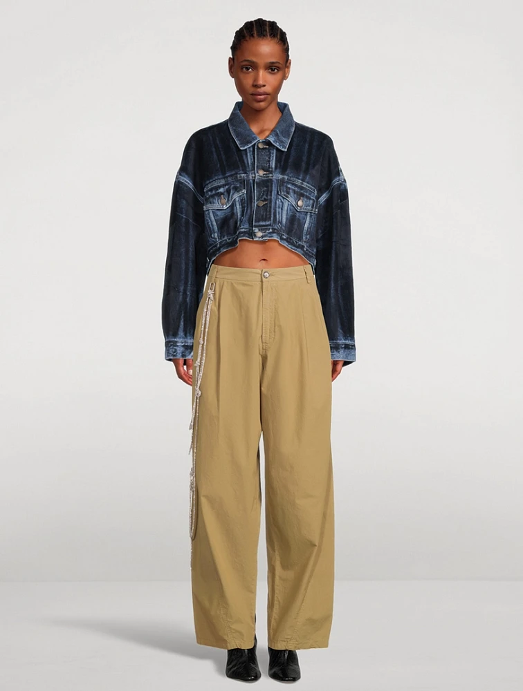 Phebe Wide-Leg Chinos With Crystal Wallet Chain