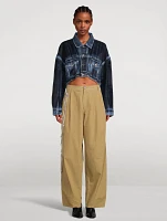 Phebe Wide-Leg Chinos With Crystal Wallet Chain