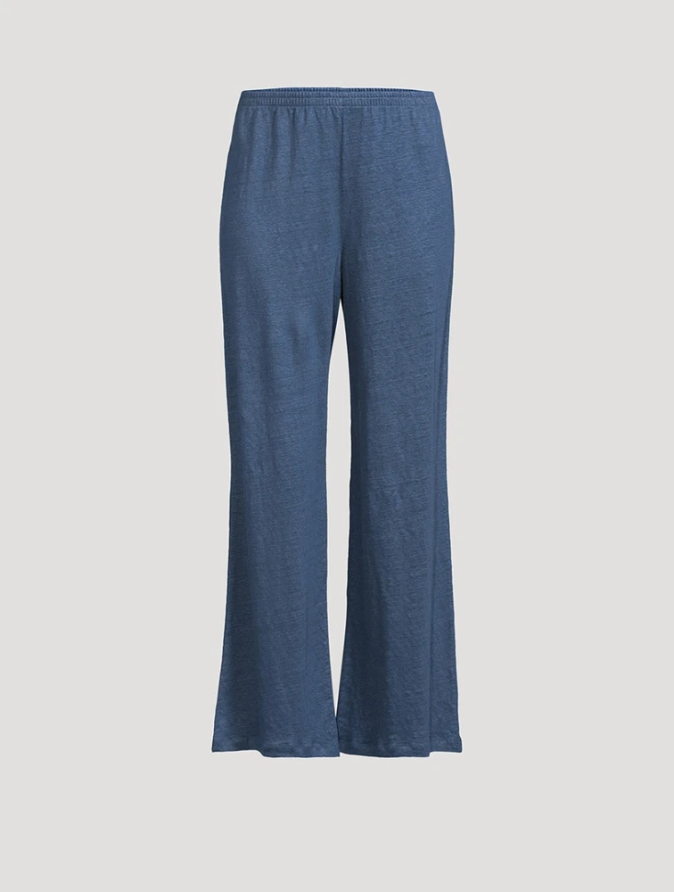 Stretch-Linen Wide Leg Pants