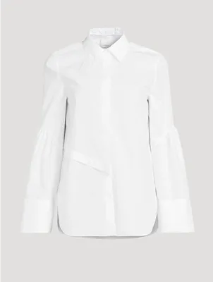 Button-Trimmed Poplin Shirt