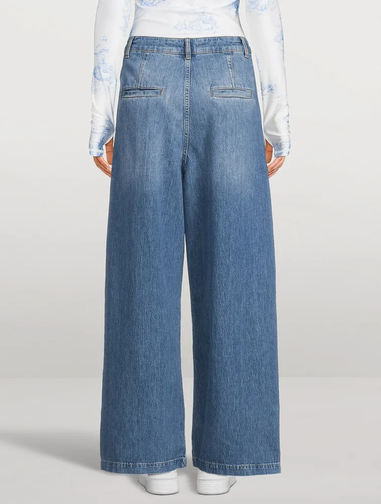 Ms. Plise Pleated Wide-Leg Jeans