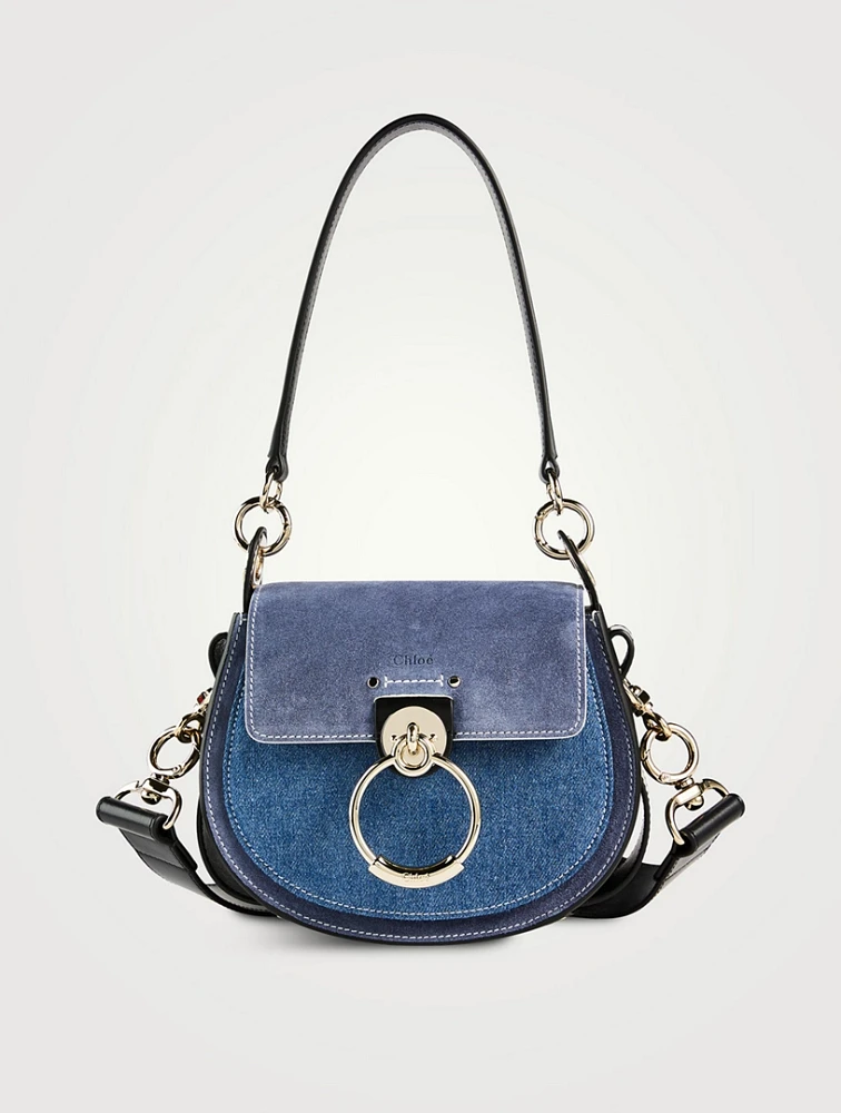 Tess Denim And Suede Saddle Bag
