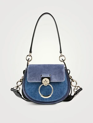 Tess Denim And Suede Saddle Bag
