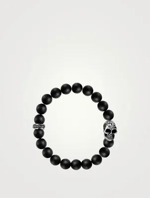 DOTD Skull And Black Onyx Beaded Bracelet