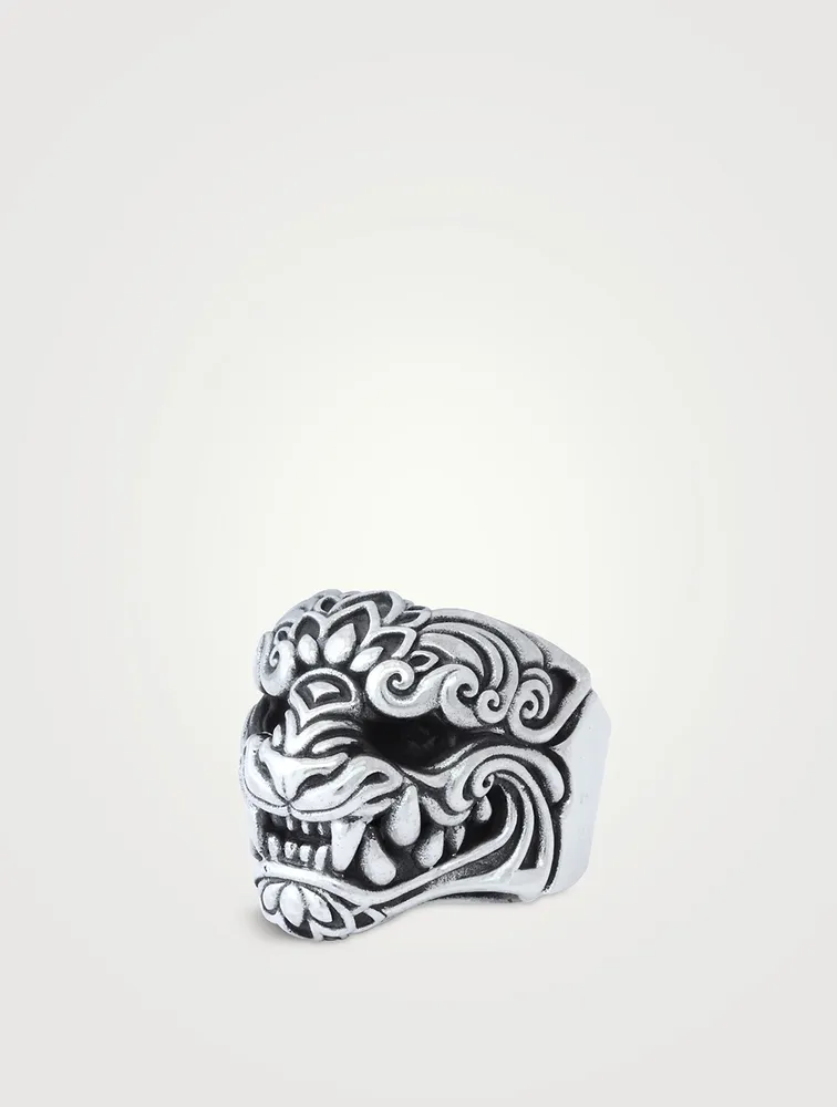 Silver Oni Mask Ring