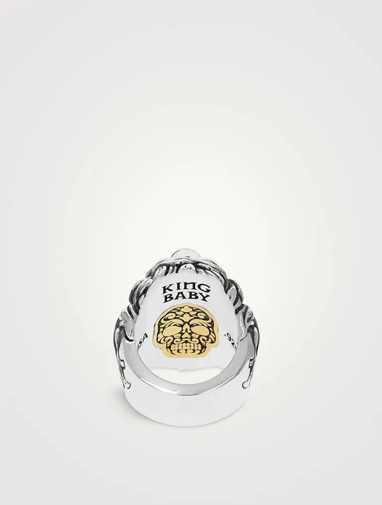 Silver Lion And Skull Ring