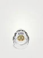 Silver Lion And Skull Ring